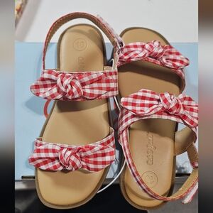 Cat & Jack Red Gingham Bow Strap Girls' Sandals New In Box